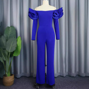 Am030410 Combinaisons élégantes d'automne à manches longues de style européen pour femmes Bleu - Product Image 2