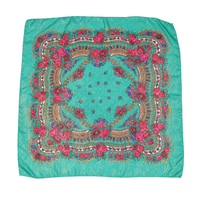 Vente en gros Foulard en fil d'or de style ethnique pour femmes musulmanes Hijab Foulard en coton sergé imprimé fleurs à la mode