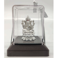 Élégante statue artisanale en argent du Dieu Ganesh, dans une boîte en verre transparent, pour la décoration de la maison, du temple, de la salle de Puja, écologique, pour Diwali, mariage, anniversaire