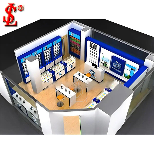 Retail Store Design Mobile Phone Wooden Display Cabinet Cell Phone Shop Counter Design Mobile Phone Shop Decoration