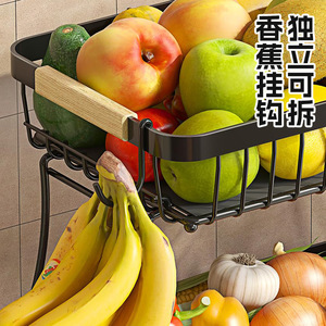 Detachable <b>Fruit</b> Basket Two Layer Black Kitchen Countertop Vegetable <b>Storage</b> With Handle - Product Image 4