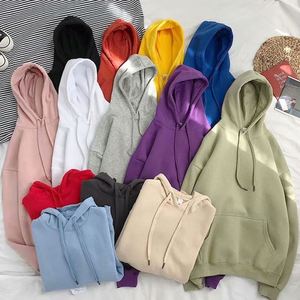เสื้อฮู้ดดี้สีพื้นสำหรับผู้หญิง คอลเลคชั่นฤดูใบไม้ร่วง/ฤดูหนาว ปี 2026 บุขนแกะอุ่นสไตล์เกาหลี ทรงหลวม ผ้ากำมะหยี่หนานุ่ม ซิปหน้า - Product Image 1