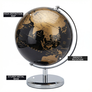 Globo Terráqueo Moderno HM1422 de 14.2cm con Base Metálica, Rotación de 360°, Globo de PVC, Decoración <span class=keywords><strong>para</strong></span> Hogar, Oficina, Escritorio, Regalo Escolar, Venta al Por Mayor - Product Image 4