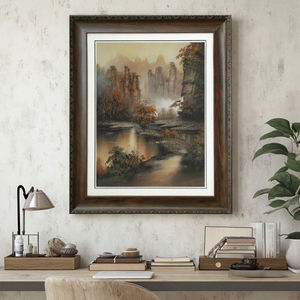 لوحة فنية يدوية الصنع من Zhangjiajie Avatar لمشهد القرية ، لوحة فنية من الحجر الرملي مع قماش لديكور المنزل والأعمال الفنية الزخرفة - Product Image 5