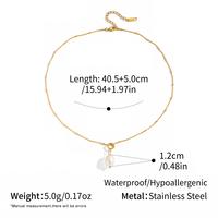 Collier avec pendentif en perle baroque en acier inoxydable 316L plaqué PVD 18 carats, perle irrégulière, chaîne à billes dorées, bijoux anti-allergiques