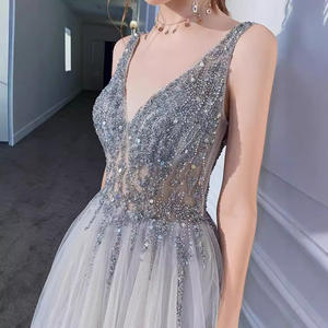 Gaun malam payet punggung terbuka seksi ramping pesta ulang tahun baru 2025 wanita Deep-V gaun Gala gaun malam gaun malam <span class=keywords><strong>Prom</strong></span> - Product Image 2