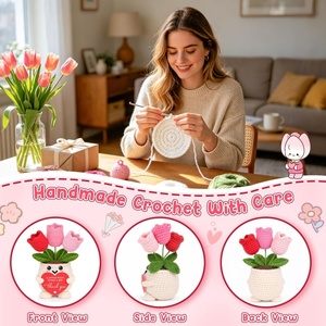 Cadeau de Remerciement pour Femme, Cadeau de Fin d'Année pour Enseignante, Cadeau de Reconnaissance pour Employé, Collègue, Chef, Fleur de Tulipe au Crochet Faite à <span class=keywords><strong>la</strong></span> Main - Product Image 4