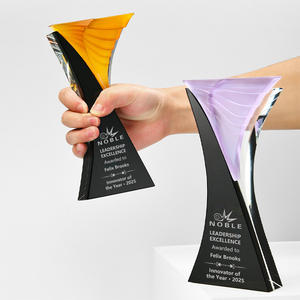 Trophée de glaçure personnalisé Ailes d'aigle violet Trophée de cristal <span class=keywords><strong>Triumph</strong></span> Soaring High Industry TOP Pioneer Achievement - Product Image 4