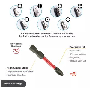 Juego de Puntas para Destornillador de Impacto TOOLJOY, Acero S2, PH2, Doble Cabeza, Magnéticas, con Zona de Torsión Roja, Vástago Hexagonal de 65 mm para Atornillador de Impacto - Product Image 2