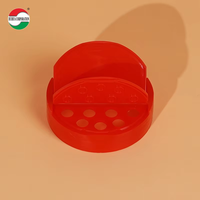 Pot en plastique PET écologique de 350 ml avec couvercle rabattable, carré, pour condiments, épices, avec couvercles rouges/noirs