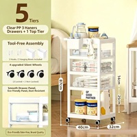 Chariot de rangement pour couches de bébé à 5 niveaux avec roulettes, chariot à couches roulant, organisateur de rangement pour chambre de bébé et de biberons, chariot utilitaire roulant