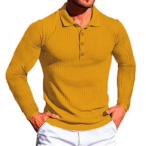<span class=keywords><strong>Polo</strong></span> sportiva estiva da uomo Casual con collo alto elastico a righe verticali a maniche lunghe da uomo - Product Image 3