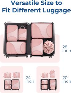 Cubes de compression pour bagages - Ensemble de 6 cubes de rangement pour valises, organiseurs de valises compressibles avec sac à chaussures - Product Image 3