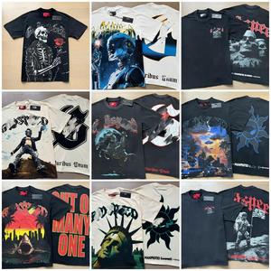 メンズヴィンテージウォッシュドスカルロックバンドTシャツ1.1ルーズカジュアルカップルベーシックTシャツユニセックス半袖Tシャツ - Product Image 4