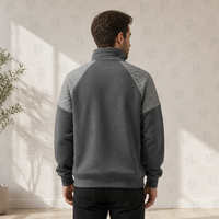Sweat-shirt à demi-zip color-block avec logo imprimé DTF de bonne qualité, épaules tombantes, chaud et décontracté, sweat-shirt à quart de zip de haute qualité pour hommes