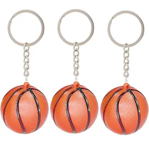 Fashion 3d mini Basketball Keychain Football Sports Keyring Gift Promotional Metal Keychain