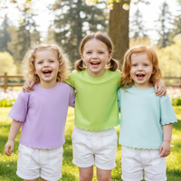 Camisetas de Verano para Niñas, Transpirables, con Bordes Ondulados, Costuras Suaves, Personalizadas, de Fabricante Directo
