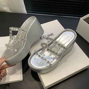 2024 Summer New Fashion All-match Outdoor Wedge Thick Bottom Rhinestone <b>Sandals</b> Pu Women's Shoes - Product Image 5