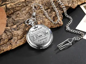 Reloj <span class=keywords><strong>de</strong></span> Bolsillo Circular Conmemorativo <span class=keywords><strong>de</strong></span> Oro como Regalo <span class=keywords><strong>de</strong></span> <span class=keywords><strong>Cumpleaños</strong></span> para Mi <span class=keywords><strong>Hijo</strong></span>, Reloj <span class=keywords><strong>de</strong></span> Bolsillo <span class=keywords><strong>de</strong></span> Cuarzo con Cadena para la Cintura - Product Image 4