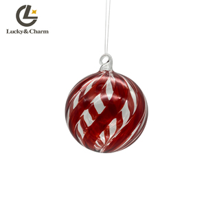 Neues Produkt Handgemachte kleine <span class=keywords><strong>Mini</strong></span> Weihnachten Weihnachts baum hängen rote Kugel Glas blase Dekorationen - Product Image 2