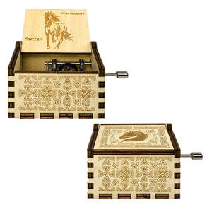 Toptan özelleştirilmiş Retro ahşap müzik kutuları birden temalı el krank DIY masa dekoratif el sanatları - Product Image 4