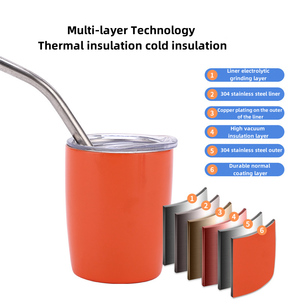 Mini 60ml 2oz doppia parete in acciaio inox tazza di vino rosso bicchiere da Cocktail auto da viaggio tazza per feste <span class=keywords><strong>Tumbler</strong></span> con coperchio e paglia all'ingrosso - Product Image 5