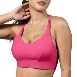 Soutien-gorge de sport pour femme, décontracté, brodé, sans couture, col en U, maintien élevé, rembourré, en Spandex/Nylon, bretelles réglables, respirant, séchage rapide - Product Image 1