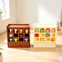 Lemari Miniatur Resin 6.5cm dengan Laci Rak Pajangan Rumah Boneka
