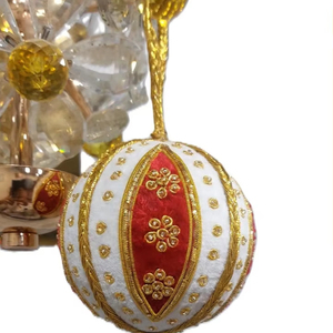 Handmade Zari Embroidery Christmas <b>Tree</b> Hanging Ornament Balls Shape Multi Color With Beaded Work Used For Festivals Decoration - Product Image 1