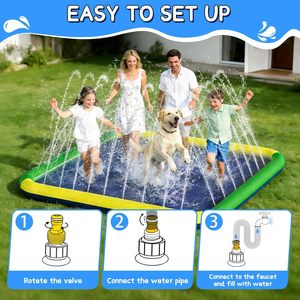 Tapis d'arrosage carré de 100 pouces, grand format, antidérapant, pour les familles et les animaux domestiques, jeux aquatiques d'été dans la cour - Product Image 4