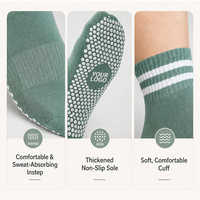 Chaussettes de yoga en coton tricoté pour femmes, antidérapantes, respirantes, pour yoga et pilates, avec logo personnalisé sur la semelle, chaussettes à grip