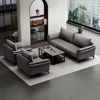 Ensemble de canapés de bureau modernes en cuir gris pour réception, salle d'attente et mobilier commercial
