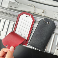 Étiquette de bagage personnalisée en cuir PU avec logo, sangle métallique, porte-cartes d'identité et de carte d'embarquement, cadeau promotionnel d'entreprise, cadeaux de bienvenue