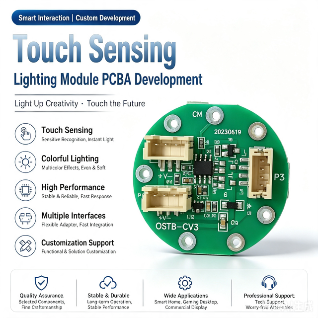 Custom Touch Sensor LED Lighting PCBA Module Capacitive Touch Activated RGB Light Circuit Board PCBA Development for Smart
