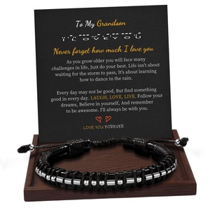 Nouveau bracelet en cuir tressé à la main à trois couches avec pierre naturelle, motif <span class=keywords><strong>code</strong></span> <span class=keywords><strong>Morse</strong></span> - Product Image 4