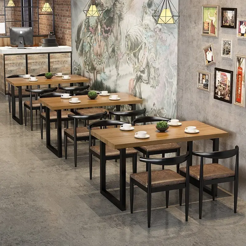 Fabrika fiyat ticari Modern yemek masası ve sandalye sanayi tarzı restoran projeleri için