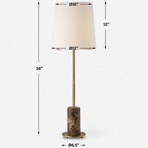 Lampe de table avec base en marbre et tige en laiton, source lumineuse LED E26 pour la décoration de la maison, de la chambre à coucher et du salon - Product Image 2