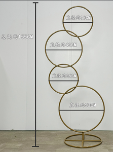 Stand backdrop lingkaran pernikahan 5 kaki, dapat dilepas, 4 tingkat, rangka lengkung bunga logam emas untuk latar belakang photo booth - Product Image 3