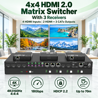   Pengalih Matriks 4x4 4K60Hz dengan Casing Logam, Manajemen EDID, RS232 TCP/IP & Kontrol Jarak Jauh untuk Aplikasi Pusat Kontrol