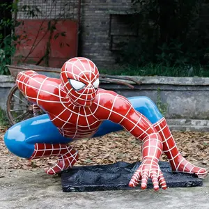 Estátua de fibra de vidro para decoração, modelo do homem aranha popular de alta qualidade