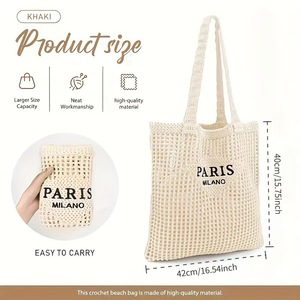 Bolso de hombro de malla tejido a mano con diseño hueco para la playa, estilo transfronterizo - Product Image 2