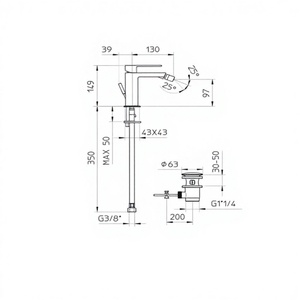 Miscelatore Bidet Monocomando in Ottone Cromato Quadra Piletta-Palazzani - Product Image 1