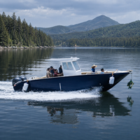 Pour bateau de pêche à console centrale en aluminium de qualité marine de 28 pieds, réservoir de carburant de 350 L, SIMRAM, pêche en haute mer, 6 personnes, CE