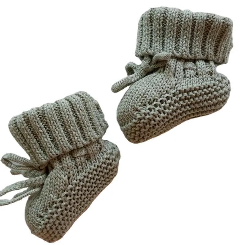 Mới Đến Đan Crochet Bé Dày Mùa Đông Ấm Áp Booties Sơ Sinh Đan Tùy Chỉnh Bông Len Vớ