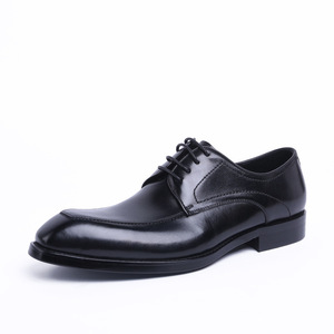 Chaussures habillées en cuir de vachette véritable pour hommes, style brogue, à enfiler, à bout pointu, imperméables, respirantes, avec soutien de la voûte plantaire - Product Image 1