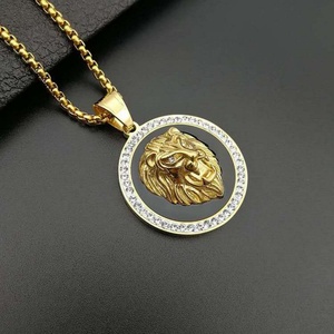 Collares con Colgante de Cabeza de León de Acero de Titanio, Cristal, en Oferta - Product Image 6