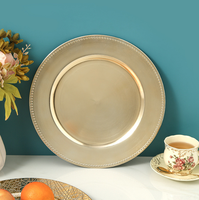 Assiettes de présentation transparentes 13 pouces Rose Mélange avec bordure dorée pour mariages et fêtes