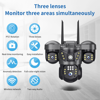 Cámara de Seguridad Solar para Exteriores Wifi 4G V380, Alimentada por Energía Solar, Rotación de 3 Lentes, Visión Nocturna 4K, Seguimiento Humano