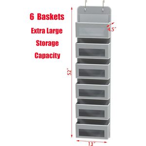 Organizador Colgante para Puerta con 6 Bolsillos, Gris, Almacenamiento para Bebés, Armario, Baño, Dormitorio - Product Image 2