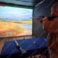 Simulateur de tir virtuel, mur de projection interactif, jeu immersif en réalité augmentée, aire de jeux intérieure, thème Océan et Sable, résolution 1280x800